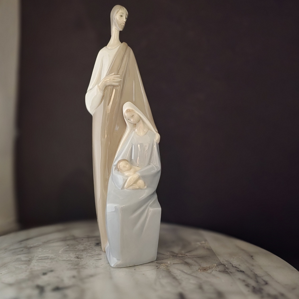 Lladro Family Sculpture in Cream and Gray